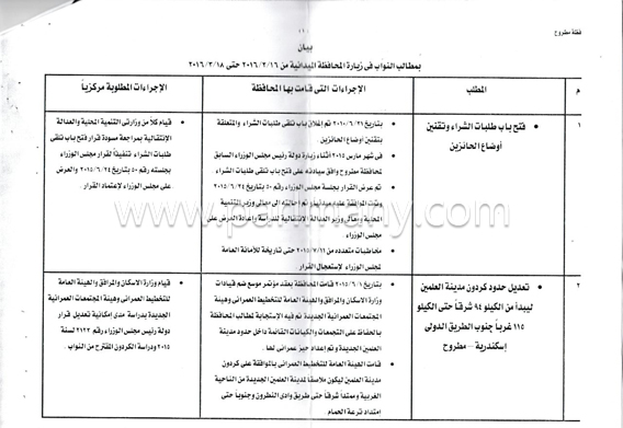 رد وزير التنمية المحلية ومحافظ مطروح على توصيات اللجنة البرلمانية  (7)