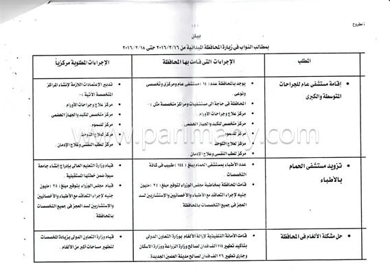 رد وزير التنمية المحلية ومحافظ مطروح على توصيات اللجنة البرلمانية  (1)