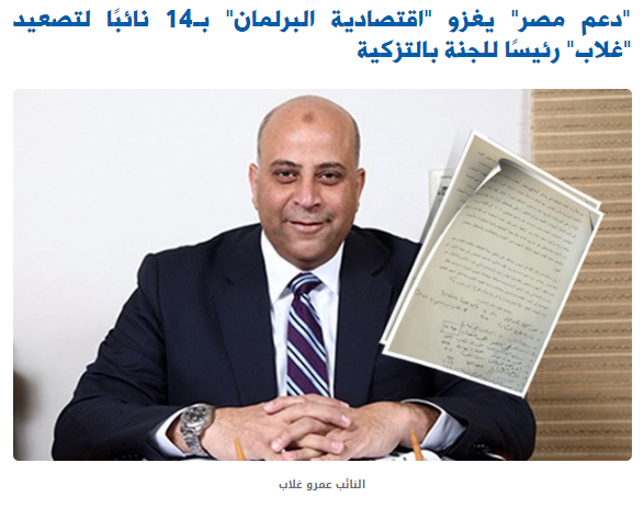 دعم مصر يغزو اقتصادية البرلمان بـ14 نائبًا لتصعيد غلاب رئيسًا للجنة بالتزكية