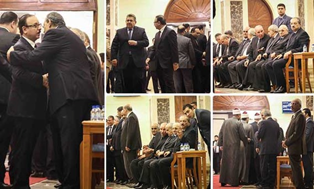 وزارة العدل و"نادى القضاة" يتلقيان عزاء شهيدى العريش فى مسجد المشير طنطاوى
