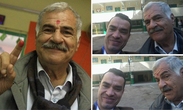 مواطن يبصم بالحبر الفسفورى على جبهته: "دى بصمة صحة الانتخابات"