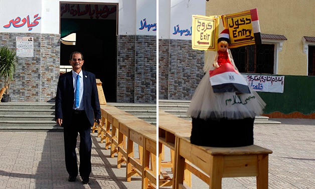 "عروس الانتخابات".. تحمل علم مصر وتستقبل الناخبين فى مدرسة السادات بالإسماعيلية 