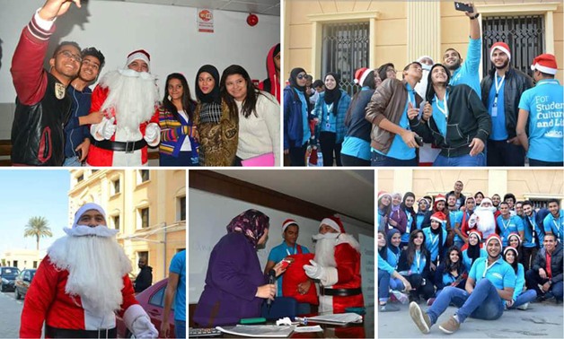 "بابا نويل" يفاجئ طلاب الأهرام الكندية بدخول المحاضرات وتوزيع الهدايا