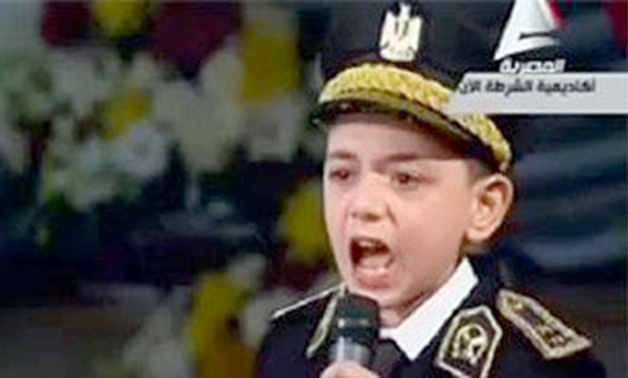 الطفل هيثم محمد يلقى قصيدة "الشهيد" أمام السيسى فى احتفالات عيد الشرطة
