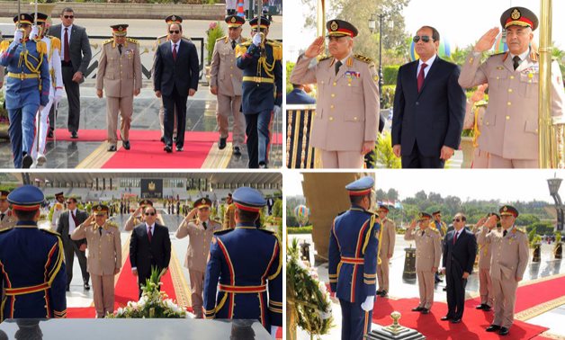 الرئيس السيسى يزور النصب التذكارى للجندى المجهول قبل المغادرة للرياض