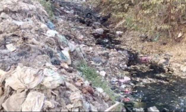 بالصور.. شكوى من تراكم القمامة فى فى ترعة الساحل بقرية الحوالة القناطر الخيرية