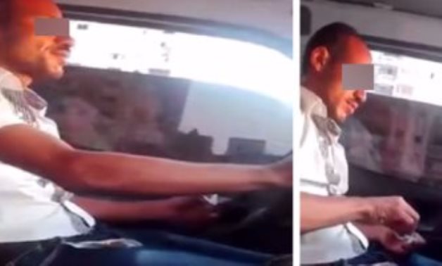 "المزاج يحكم".. ضبط سائق يتعاطى الحشيش أثناء القيادة فى الهرم (صور)
