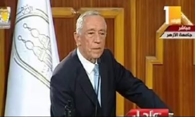 الرئيس البرتغالى يصل مقر مجلس النواب.. وعلى عبد العال يستقبله
