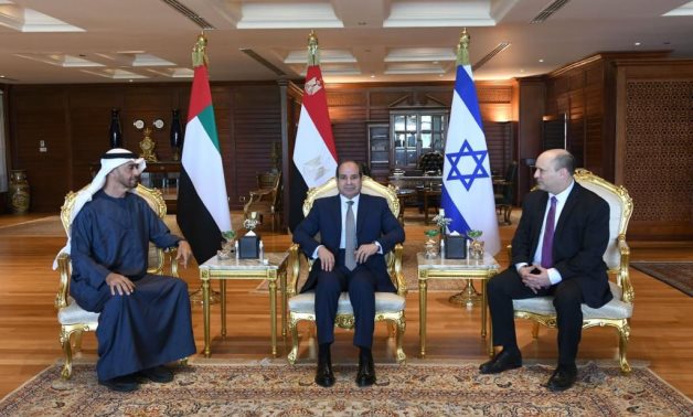 الرئيس السيسى يلتقى محمد بن زايد ورئيس وزراء إسرائيل
