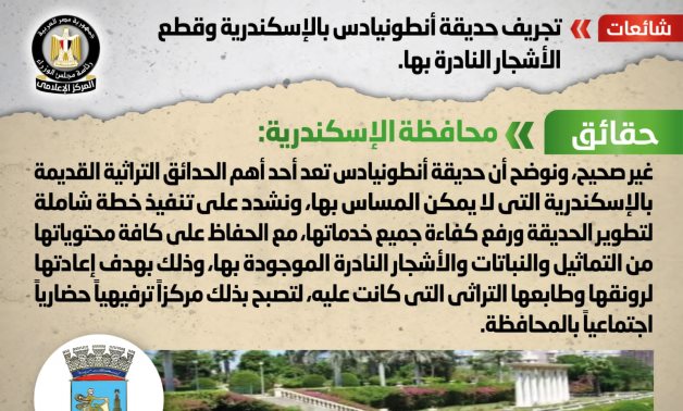 الحكومة: حديقة أنطونيادس بالإسكندرية لا يمكن المساس بها وخطة شاملة لتطويرها