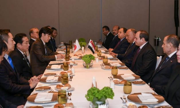 الرئيس السيسى ورئيس وزراء اليابان يعقدان جلسة مباحثات موسعة فى دبى