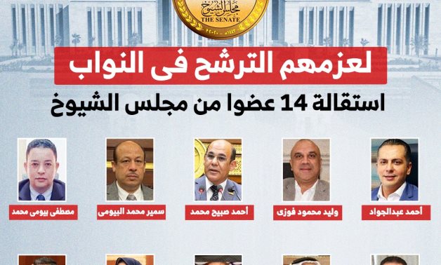 قبول استقالة 14 عضوا من مجلس الشيوخ لعزمهم الترشح لمجلس النواب.. انفوجراف