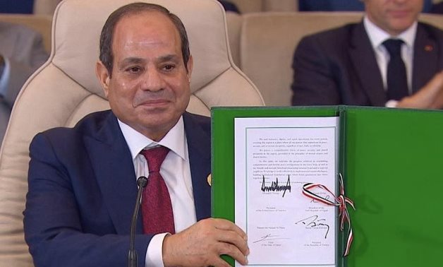 للتاريخ.. نص كلمة الرئيس السيسى فى ليلة توقيع اتفاق إنهاء حرب غزة بحضور ترامب