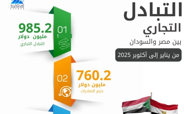 الإحصاء: صادرات مصر إلى السودان ترتفع لـ760.2 مليون دولار من يناير حتى أكتوبر