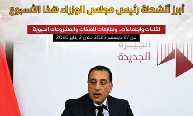 مجلس الوزراء يستعرض بالانفوجراف أبرز أنشطة رئيس الوزراء هذا الأسبوع