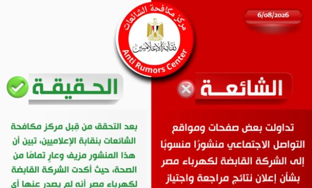 مركز مكافحة الشائعات بالإعلاميين ينفى إعلان نتائج توظيف الشركة القابضة للكهرباء