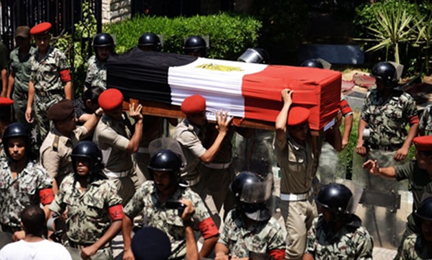 جنازة عسكرية لرقيب شرطة استشهد أثناء تصديه لبلطجية فى منيا القمح بمحافظة الشرقية