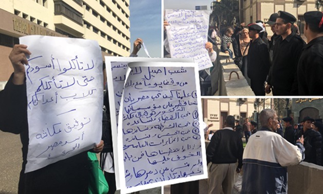 بالصور.. أنصار عكاشة يتظاهرون أمام البرلمان تأييدًا لموقفه من زيارة السفير الإسرائيلى 