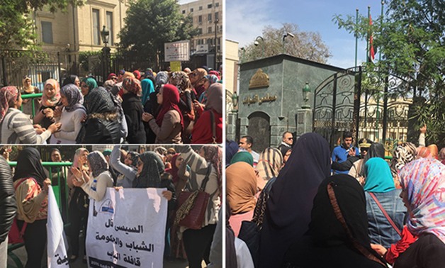 "السيسى قال الشباب والحكومة قافلة الباب".. حملة الدكتوراه يتظاهرون أمام البرلمان