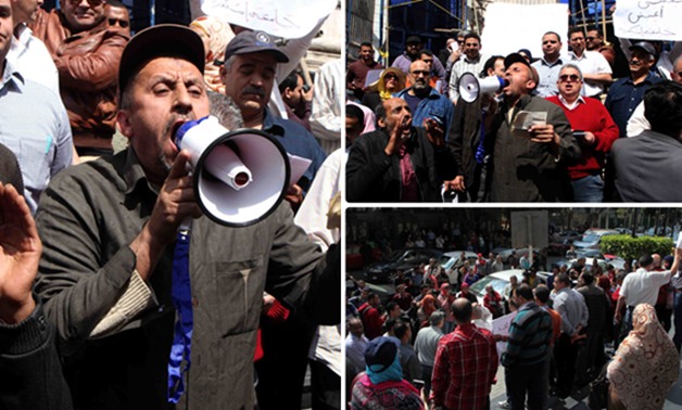 بالصور.. أعضاء نقابة العاملين بالضرائب يتظاهرون ضد الخدمة المدنية أمام "الصحفيين"