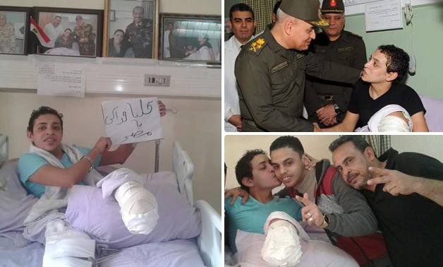 "كلنا فداكى يا مصر".. ننشر صورا جديدة للمجند "مبتور الساق" ووزير الدفاع يحييه 