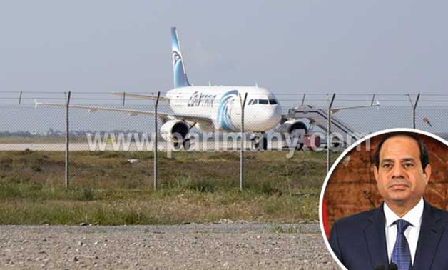 الرئيس السيسى يؤكد حرص مصر على أمن وسلامة جميع ركاب الطائرة المختطفة