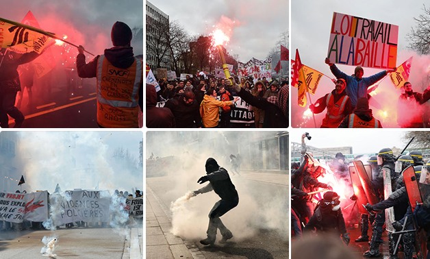 بالصور.. اشتباكات بين الشرطة الفرنسية ومحتجين على مشروع إصلاح قانون العمل