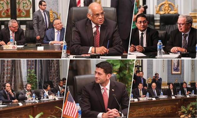بالصور..وفد الكونجرس الأمريكى يصل مجلس النواب ويلتقى رئيس البرلمان والوكيلين