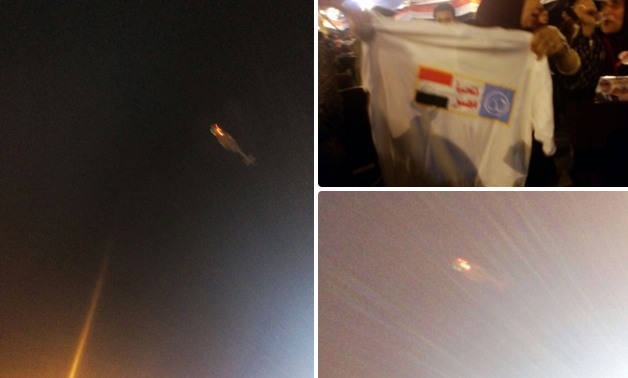طائرات القوات المسلحة تحتفل فوق ميدان عابدين وتلقى تيشرتات "تحيا مصر" على المشاركين