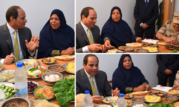 فطار السيسى النهارده.. صور جديدة للرئيس ووزير الدفاع على مائدة أسرة بـ"غيط العنب"