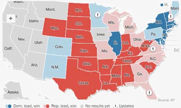 شاهد خريطة نتيجة الفرز للانتخابات الأمريكية لحظة بلحظة