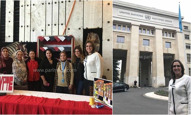 رانيا علوانى تزور "تحضيرات المعرض المصرى" داخل مقر البرلمان الدولى (صور)