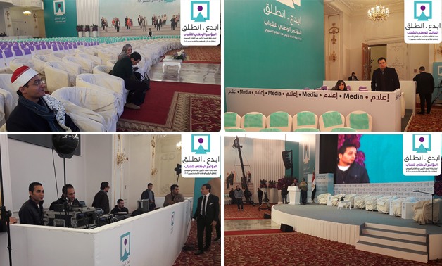 بالصور.. الاستعدادات الأولية للمؤتمر الشهرى للشباب برعاية الرئيس السيسى