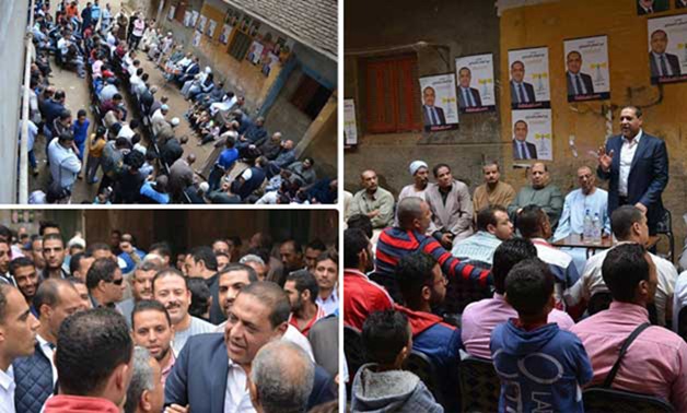 بالصور.. أهالى شبرا الخيمة يستقبلون مرشح بالانتخابات البرلمانية بالأغانى والورود