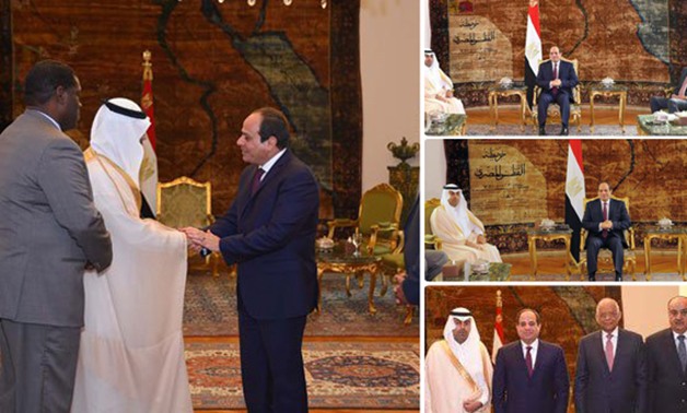 رئيس البرلمان العربى يلتقى السيسى ويسلمه وثيقة رؤساء البرلمانات ويهديه درع البرلمان