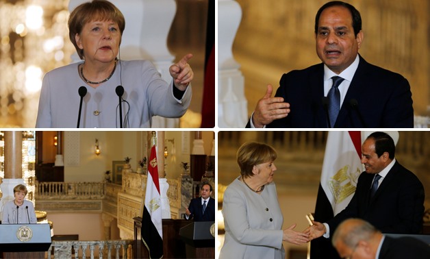 الرئيس السيسى وميركل يتفقان من القاهرة على ضرورة التعاون لمواجهة الإرهاب