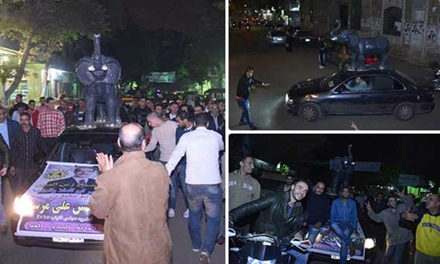 بالصور.. "الفيل" يقود مسيرة انتخابية فى حدائق القبة لأنصار المرشح حسن مرسى
