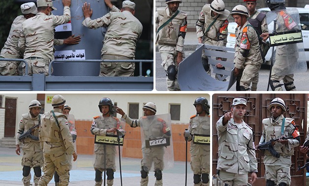 بالصور.. رجال القوات المسلحة يبدأون تأمين مقار اللجان الانتخابية بعد تسملها