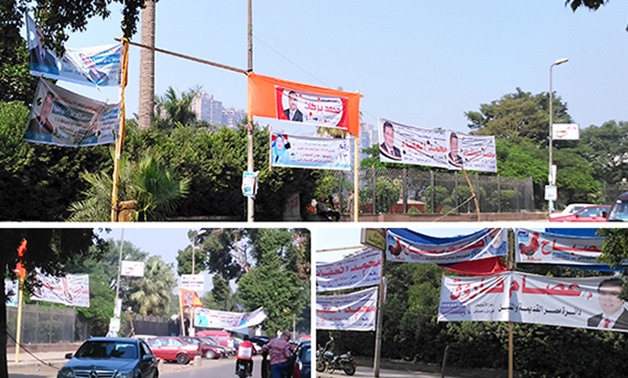 بالصور.. "برلمانى" يرصد انتشار لافتات دعاية المرشحين أمام لجان المنيل بدائرة مصر القديمة