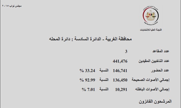 ننشر النتائج الرسمية فى دائرة المحلة بالغربية.. جهجه ومرعى وأبو الخير بالإعادة