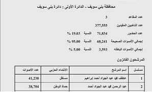 نتائج دائرة بنى سويف