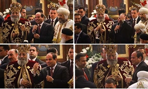 الرئيس السيسى خلال مشاركته فى قداس عيد الميلاد بالكاتدرائية المرقسية بالعباسية