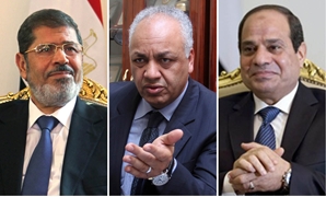 النائب مصطفى بكرى والرئيس السيسى والرئيس الأسبق مرسى
