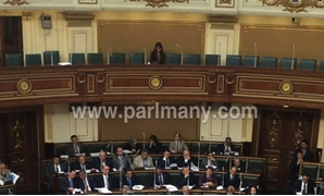 دينا عبد العزيز تجلس بمفردها فى شرفة البرلمان