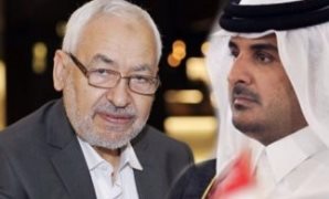 تميم بن حمد أمير قطر وراشد الغنوشى رئيس حركة النهضة
