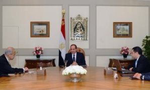 الرئيس السيسي خلال اجتماعه ورئيس مجلس الوزراء ووزير قطاع الأعمال
