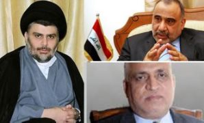 رئيس وزراء العراق عادل عبد المهدى ومقتدى الصدر وفالح فياض