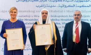 تكريم رئيسة كرواتيا وأمين رابطة العالم الإسلامى لجهودهما فى نشر التسامح والسلام