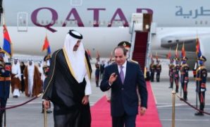 الرئيس عبد الفتاح السيسي يستقبل امير  دولة قطر 