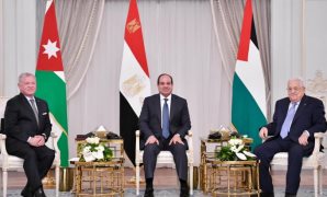 جانب من جهود مصر للتوصل إلى حل - لقاء الرئيس مع أبو مازن وملك الأردن